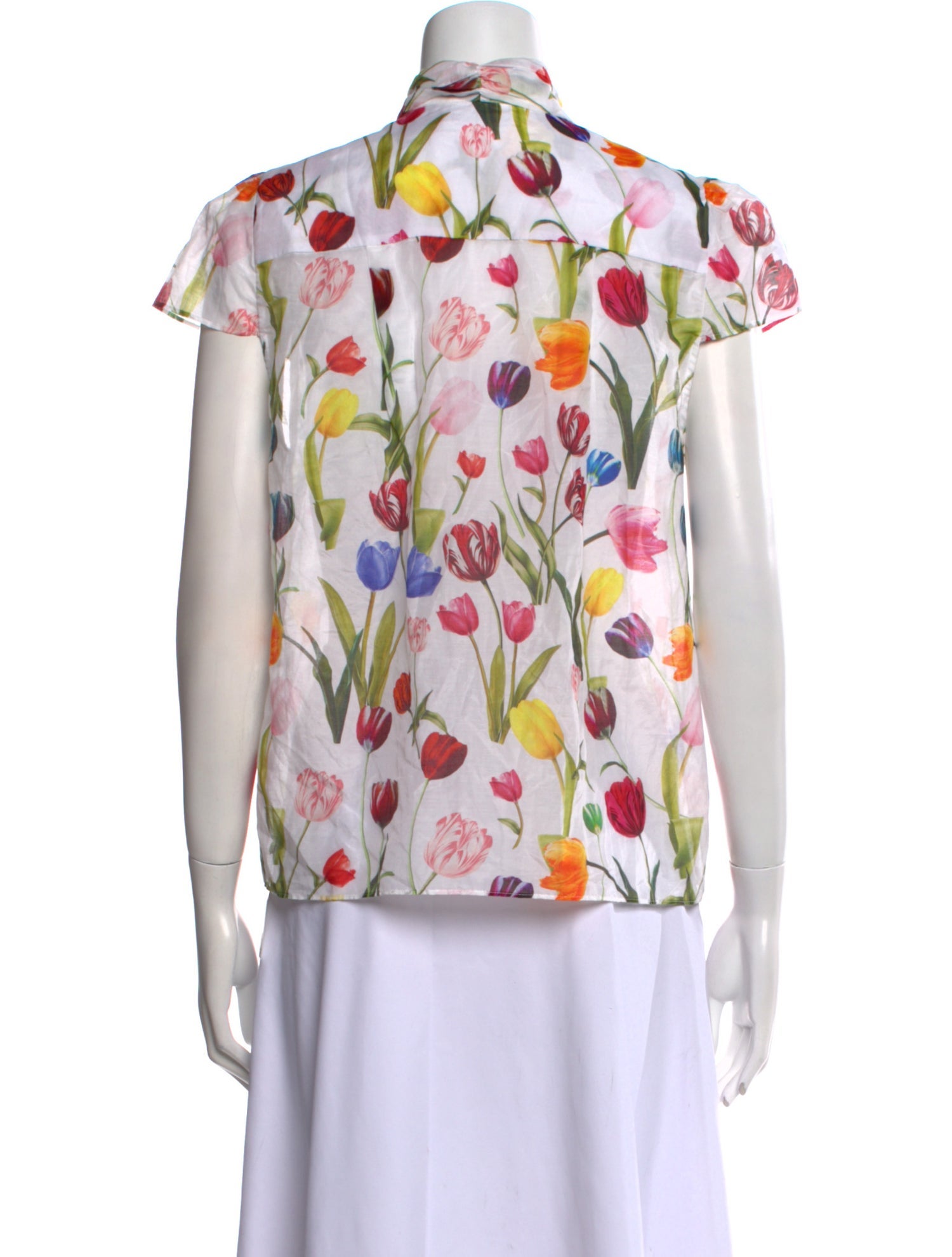 Alice + Olivia Printed Short Sleeve Button-Up Top